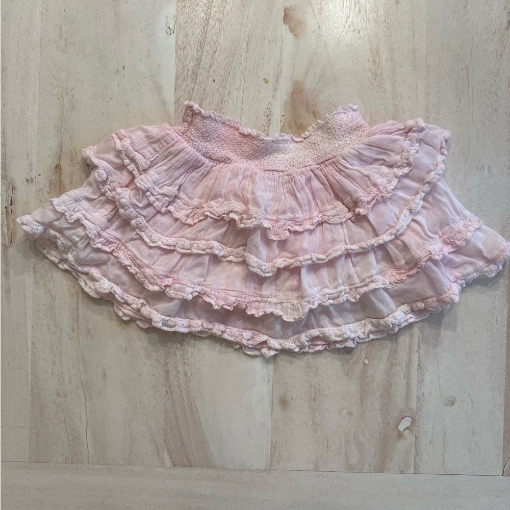 LoveShackFancy Light Pink Ruffled Skirt